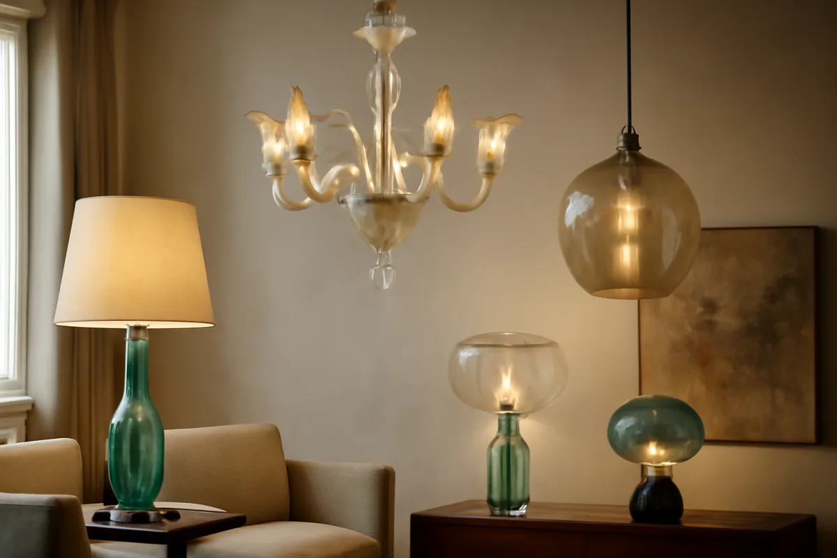 Lampade e lampadari in vetro artistico: l’elemento che cambia la percezione della stanza