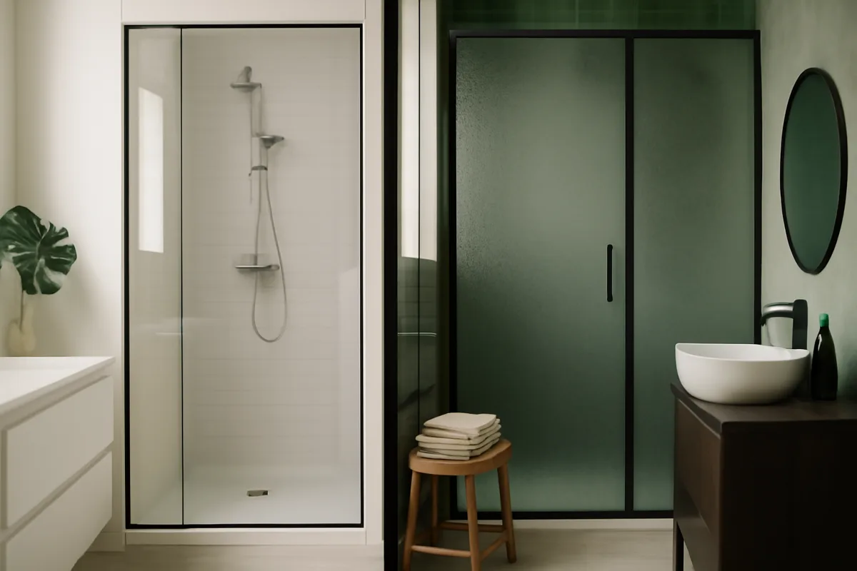 Vetri trasparenti o acidati per bagno? Come scegliere secondo lo stile della stanza