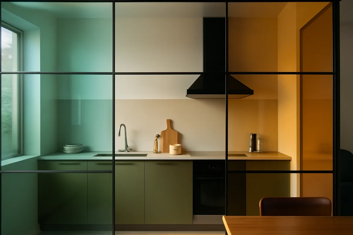 Vetro colorato per cucine a vista: vantaggi estetici e pratici nascosti