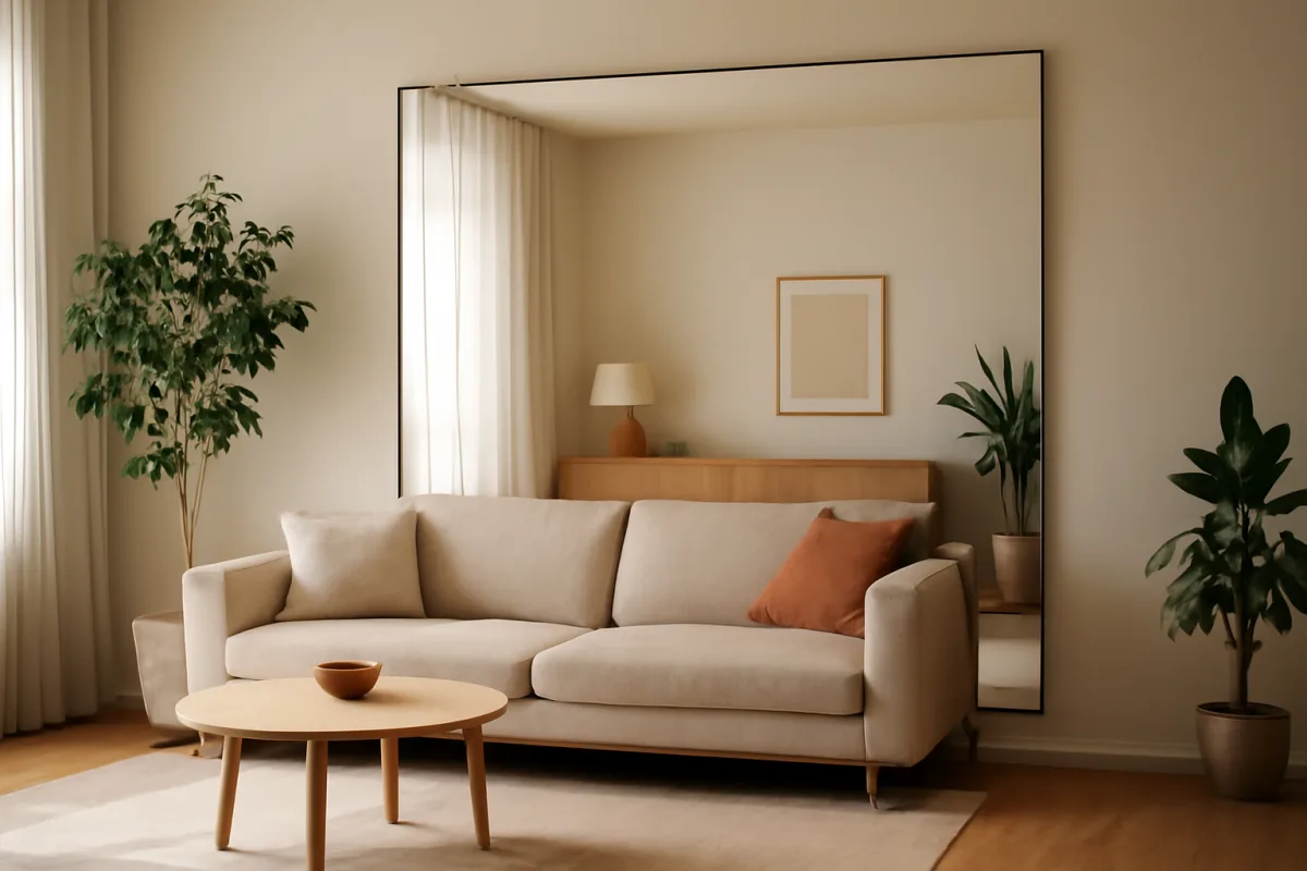 Specchi su misura per la zona living: idee pratiche per ampliare visivamente gli spazi